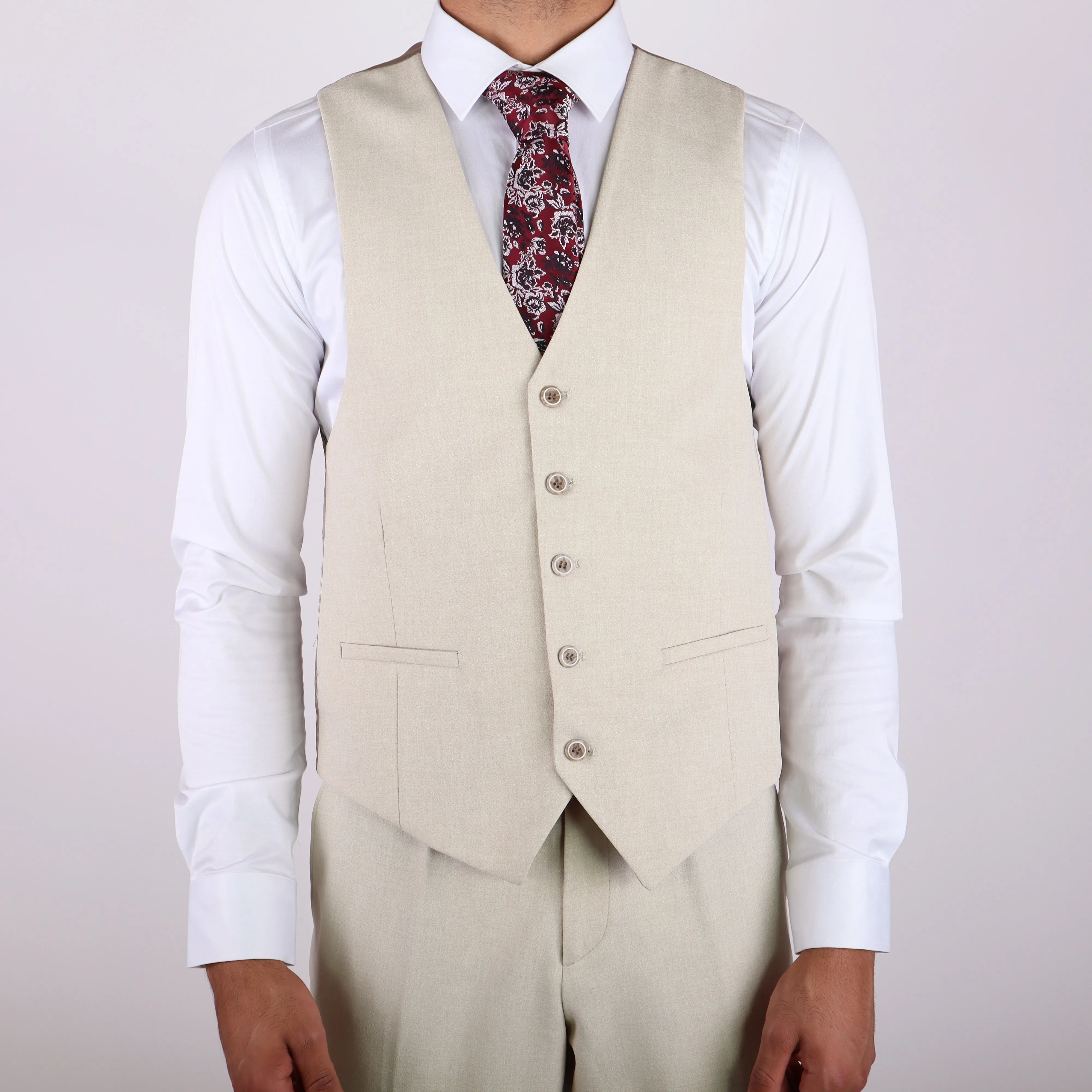 Cream Avanti Milano Textured Three Piece Suit