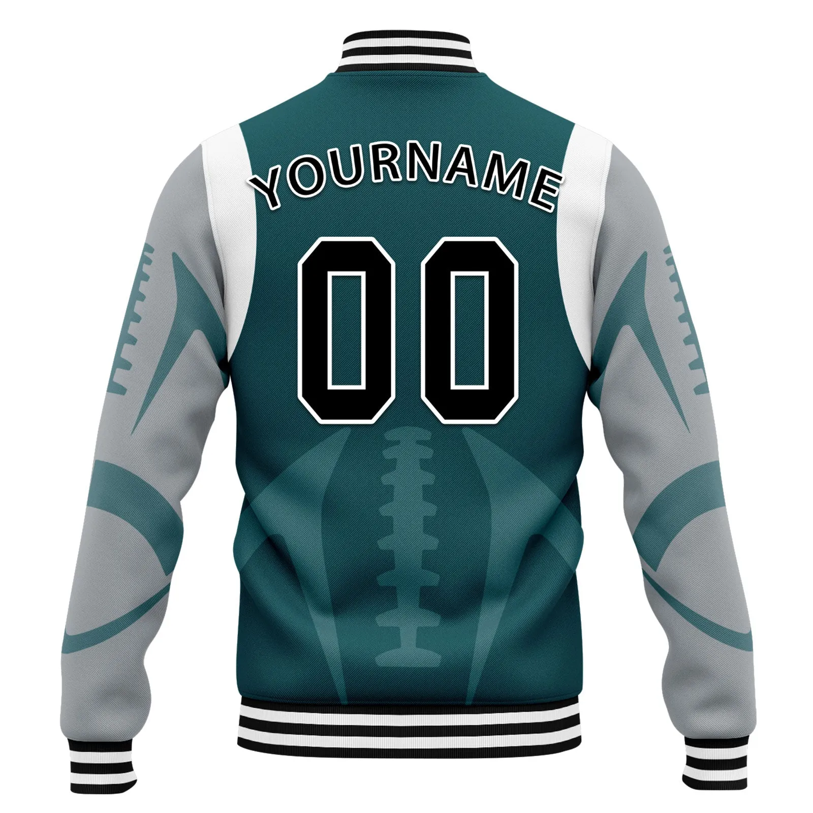 Custom Green Philadelphia Jacket Bomber Full-Snap Varsity Letterman Personalized Jacket FZ005-D025004-21