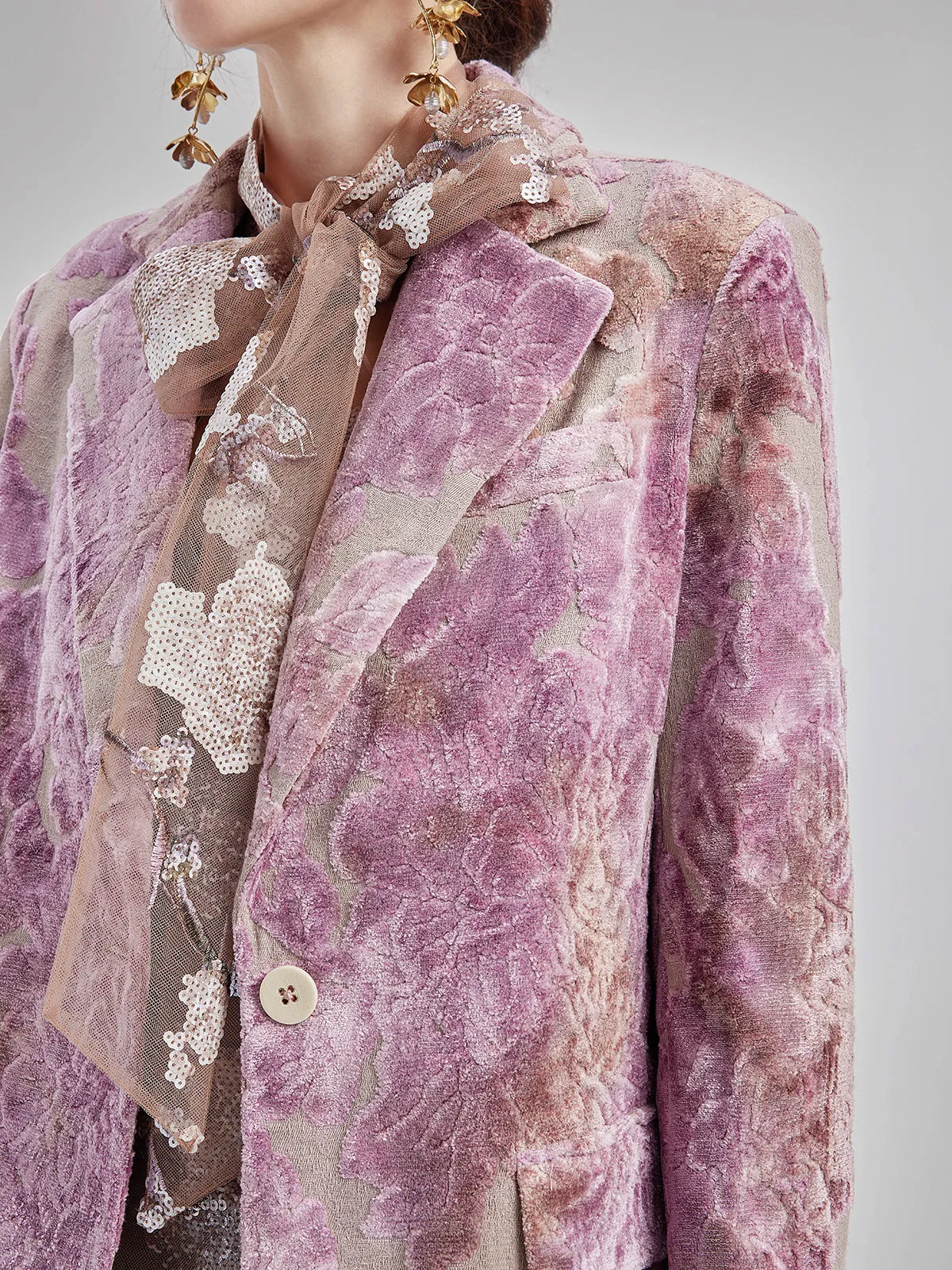 Custom Italian Rose Jacquard Blazer - Star Queen