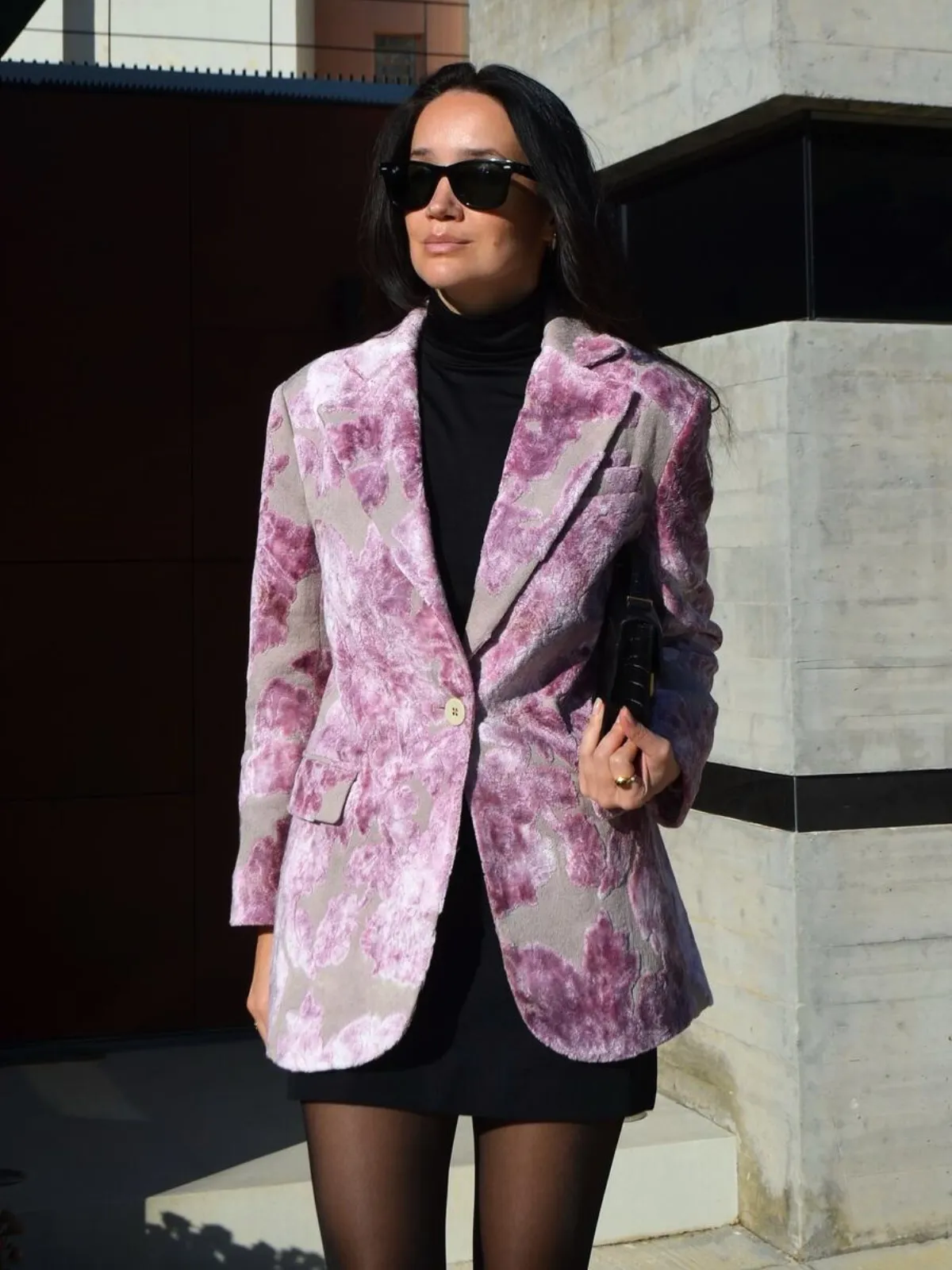 Custom Italian Rose Jacquard Blazer - Star Queen