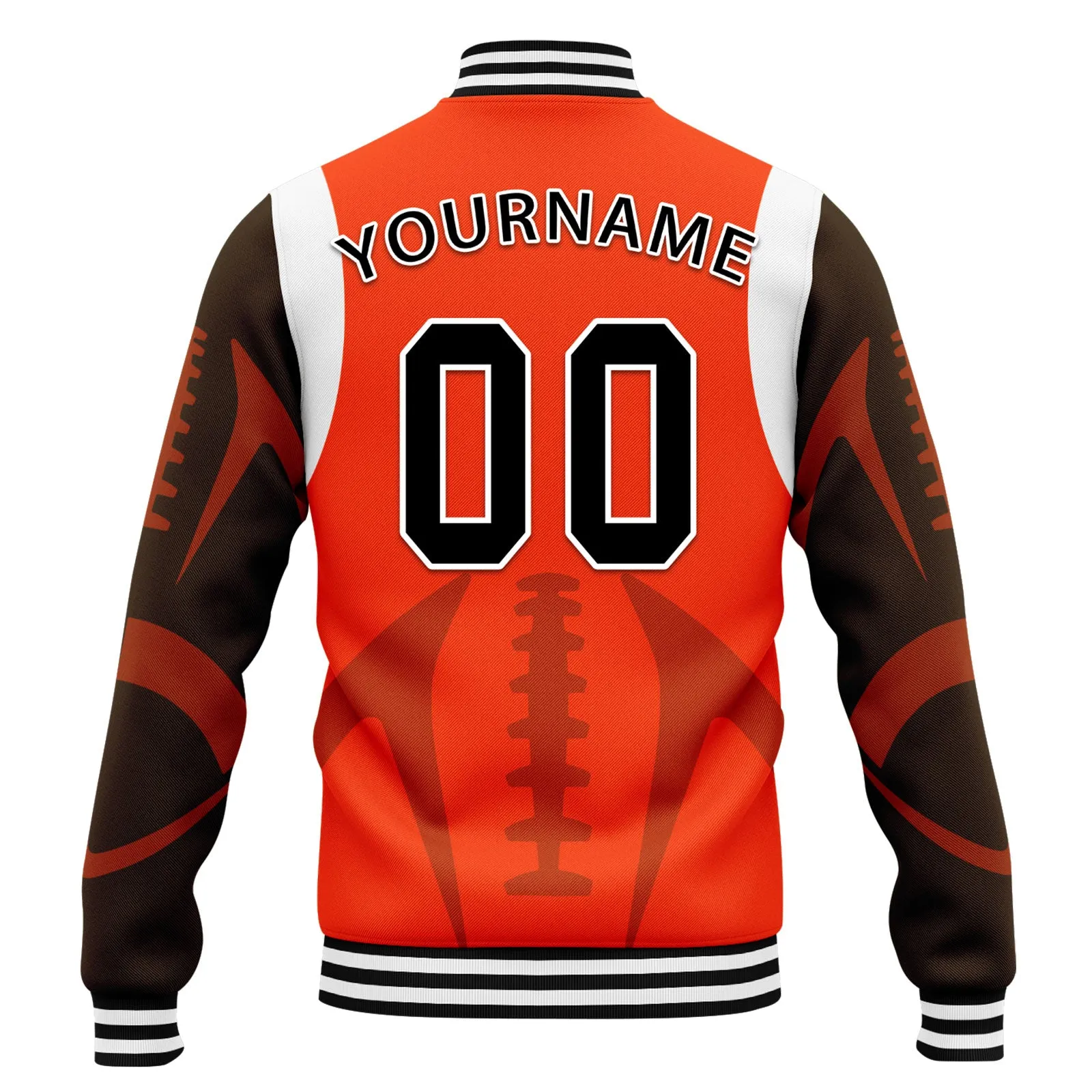 Custom Orange Cleveland Jacket Bomber Full-Snap Varsity Letterman Personalized Jacket FZ005-D025004-11