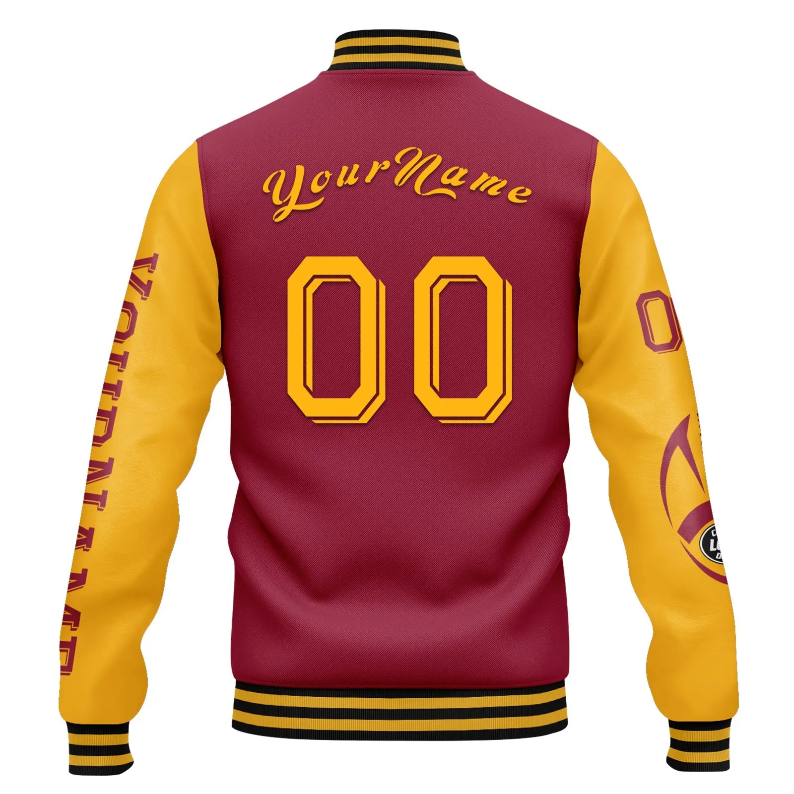 Custom Red Yellow Arizona Jacket Bomber Full-Snap Varsity Letterman Personalized Jacket FZ005SX-D020290-1