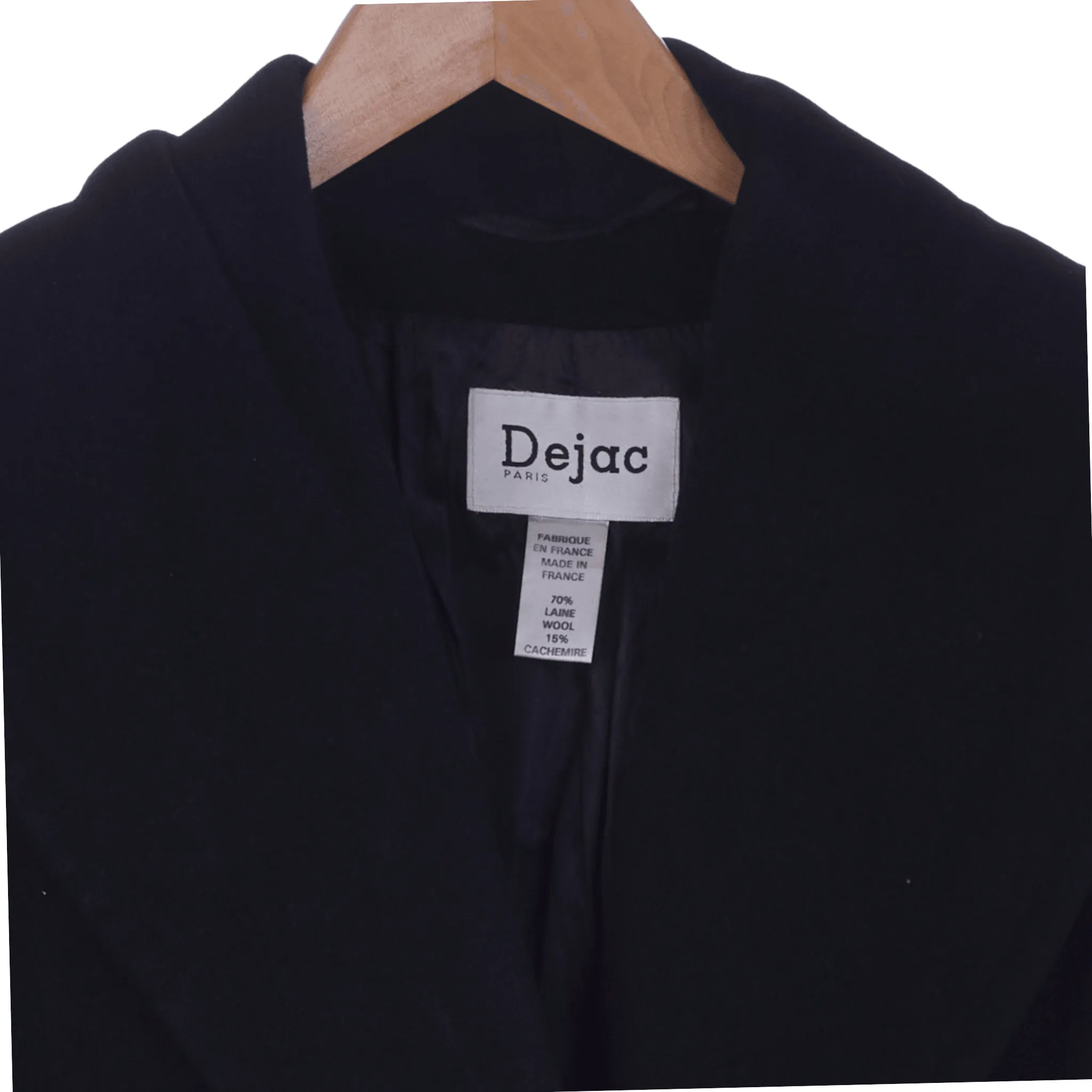 DeJac Cashmere Blend Long Sleeved Black Swing Coat UK Size 16