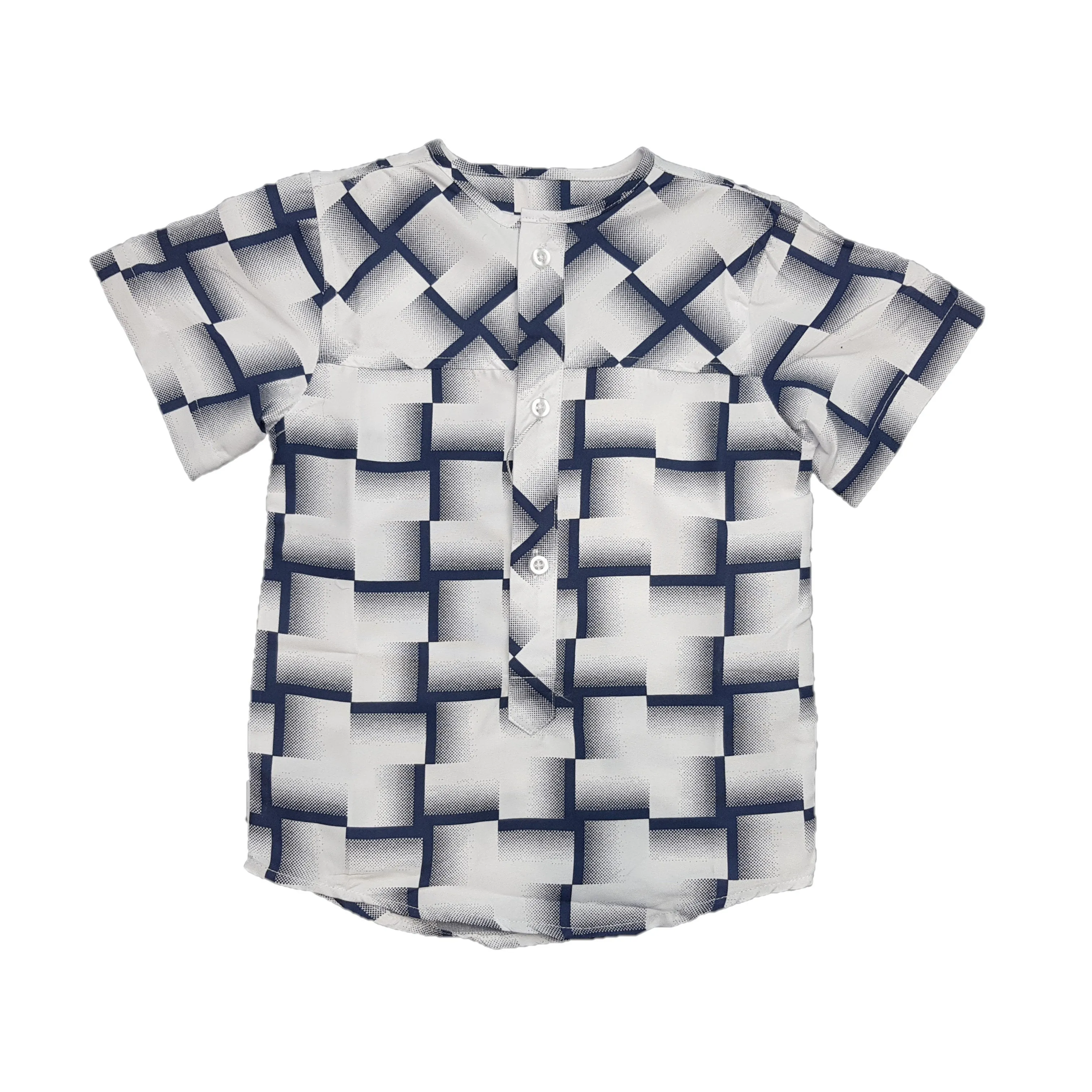 DIMO - Half Check no Collar Kids Shirt - Short