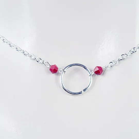 Discreet Day Collar Circle of O Necklace with Crystals. BDSM Submissive.