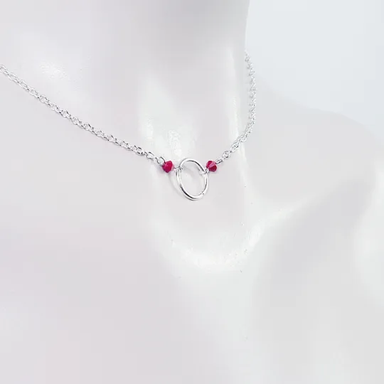 Discreet Day Collar Circle of O Necklace with Crystals. BDSM Submissive.