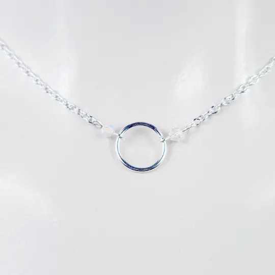 Discreet Day Collar Circle of O Necklace with Crystals. BDSM Submissive.