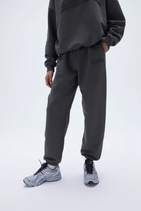 Distressed Varsity Sweatpants - Charcoal Grey