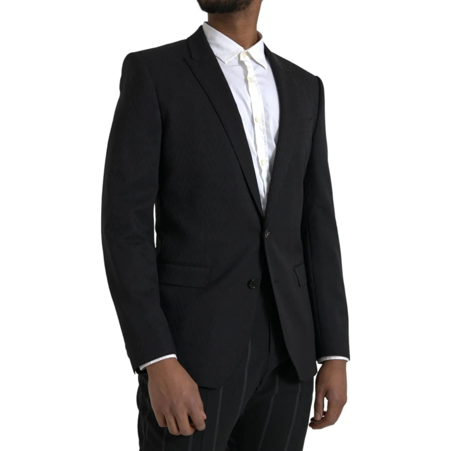 Dolce & Gabbana Black MARTINI Slim Fit Jacket Coat Blazer