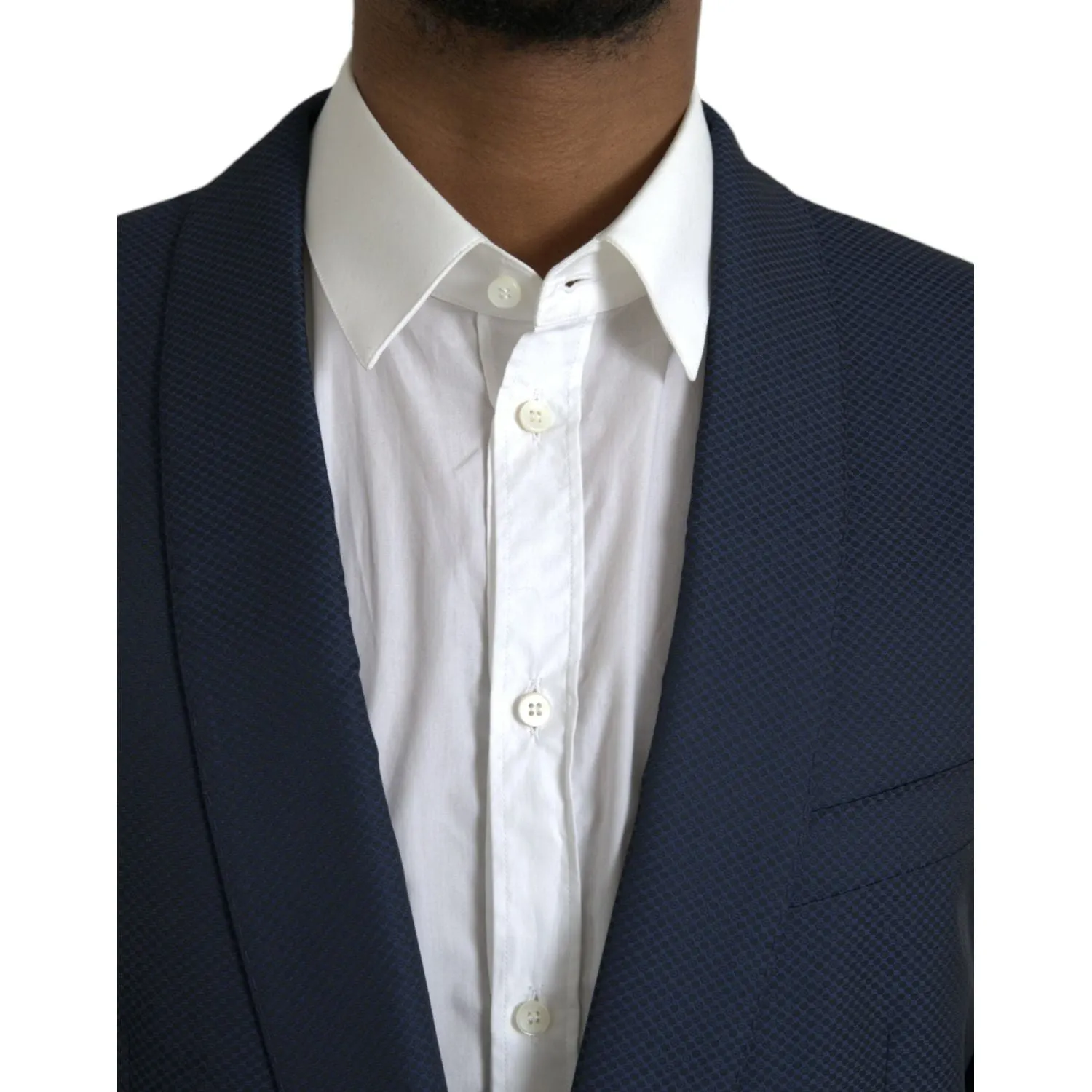 Dolce & Gabbana Blue MARTINI Shawl Single Breasted Blazer