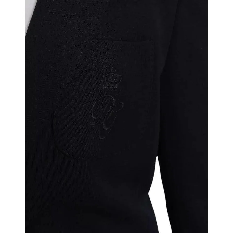 Dolce & Gabbana Blue Wool Notch Single Breasted Coat Blazer