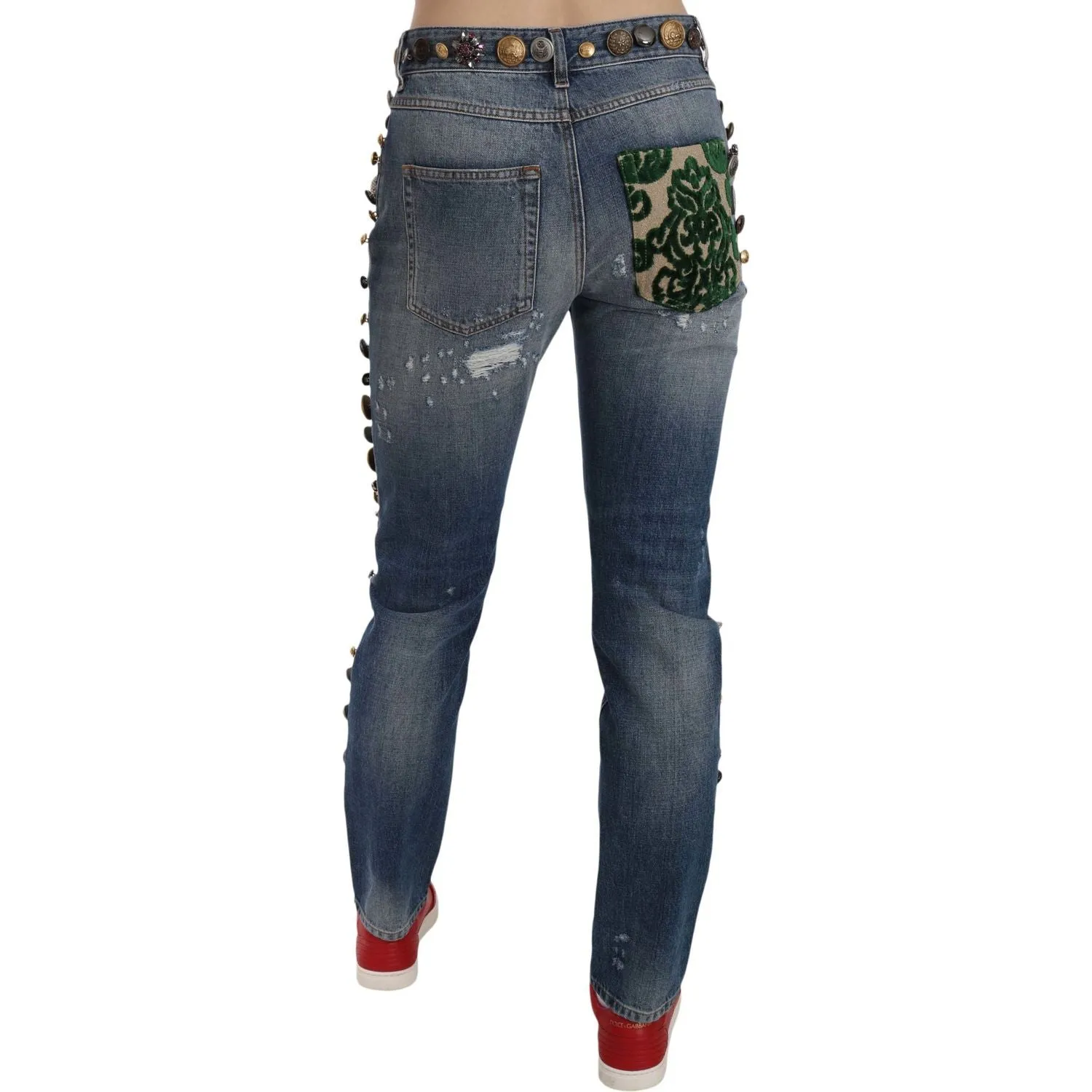 Dolce & Gabbana Crystal Embellished Luxury Denim Jeans