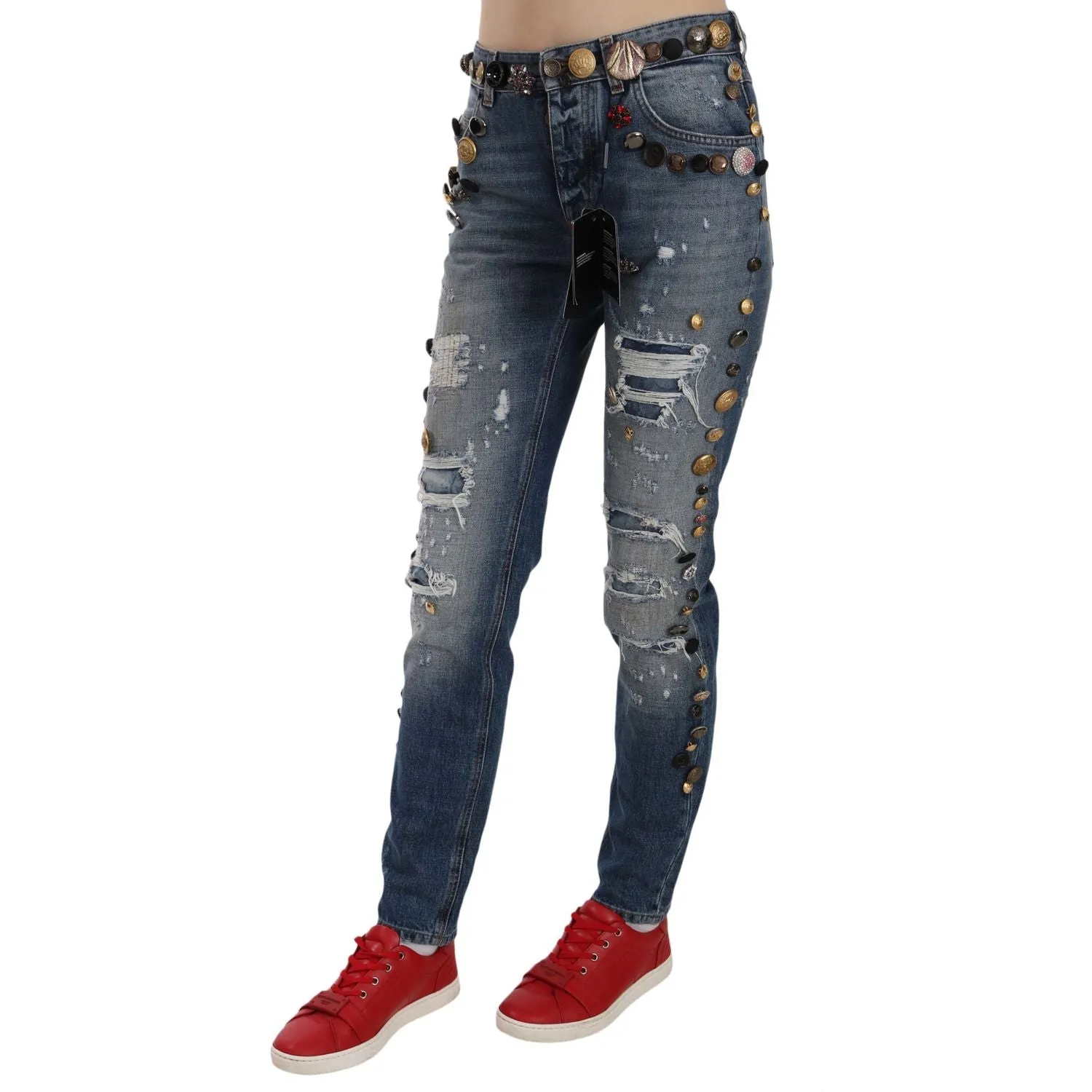 Dolce & Gabbana Crystal Embellished Luxury Denim Jeans