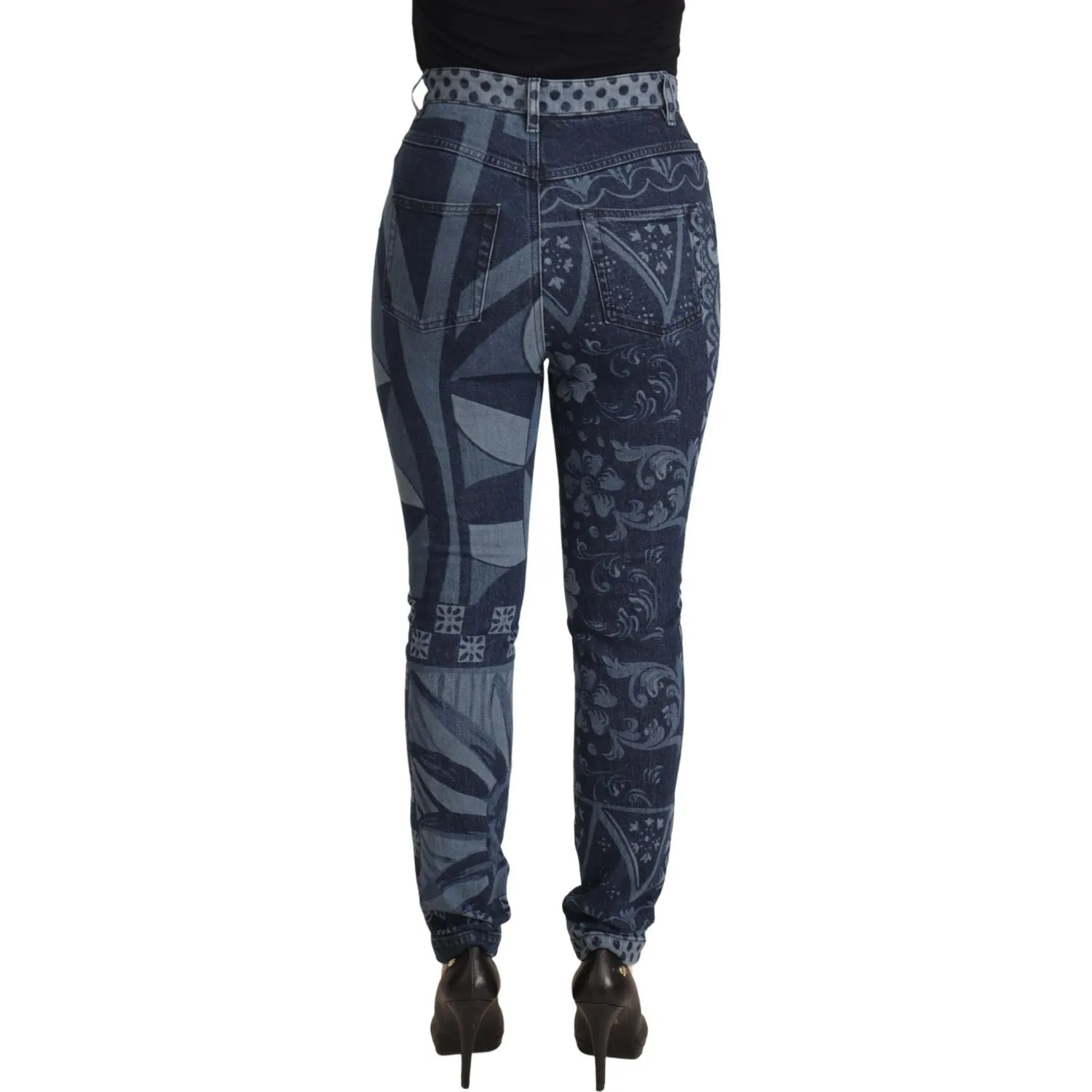 Dolce & Gabbana Elegant Floral High Waist Skinny Jeans