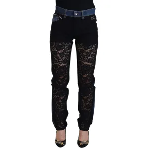 Dolce & Gabbana Elegant Floral Lace Front Denim