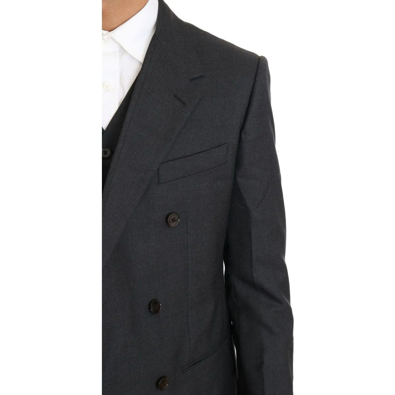 Dolce & Gabbana Elegant Gray Double Breasted Wool Silk Suit