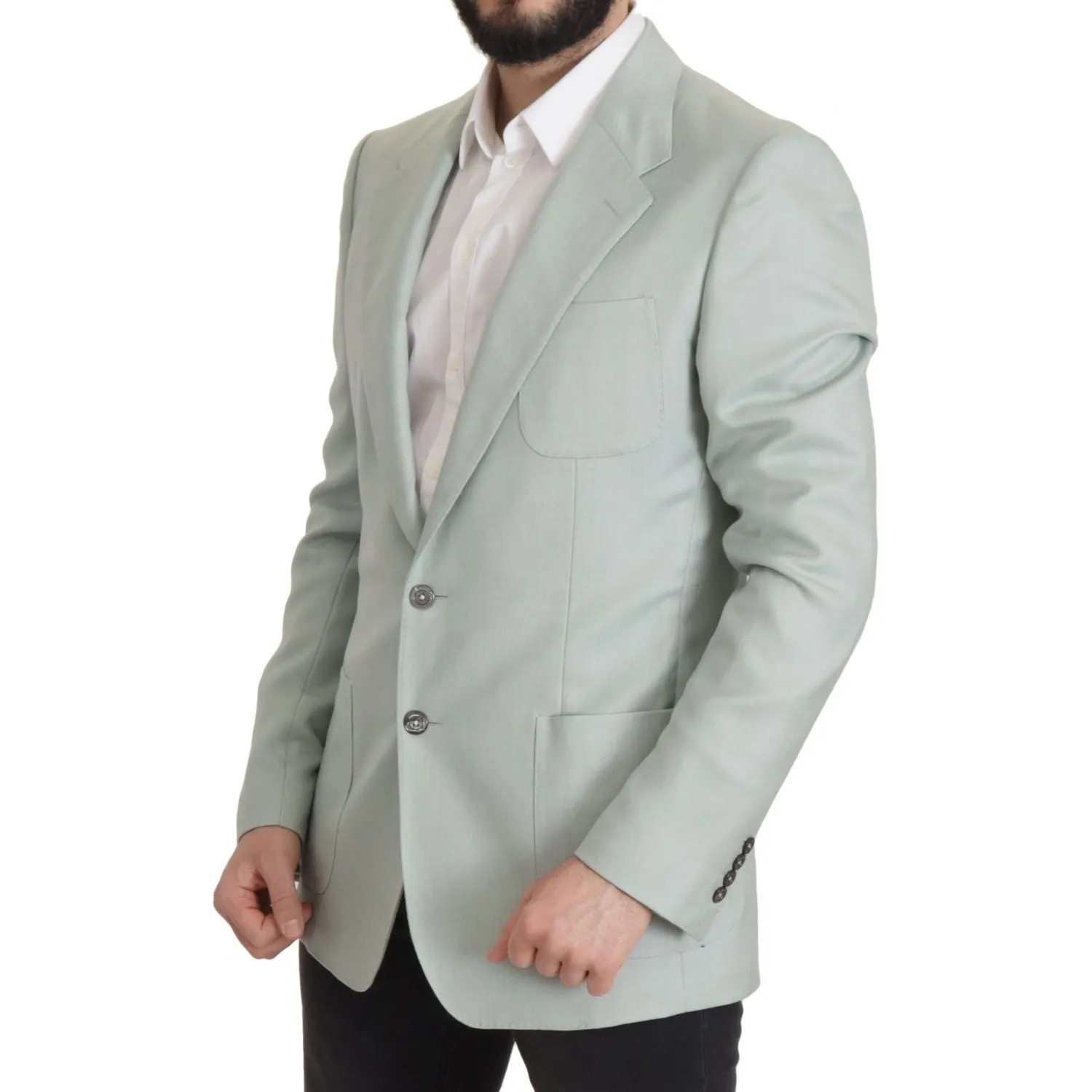 Dolce & Gabbana Elegant Mint Green Silk-Cashmere Blazer