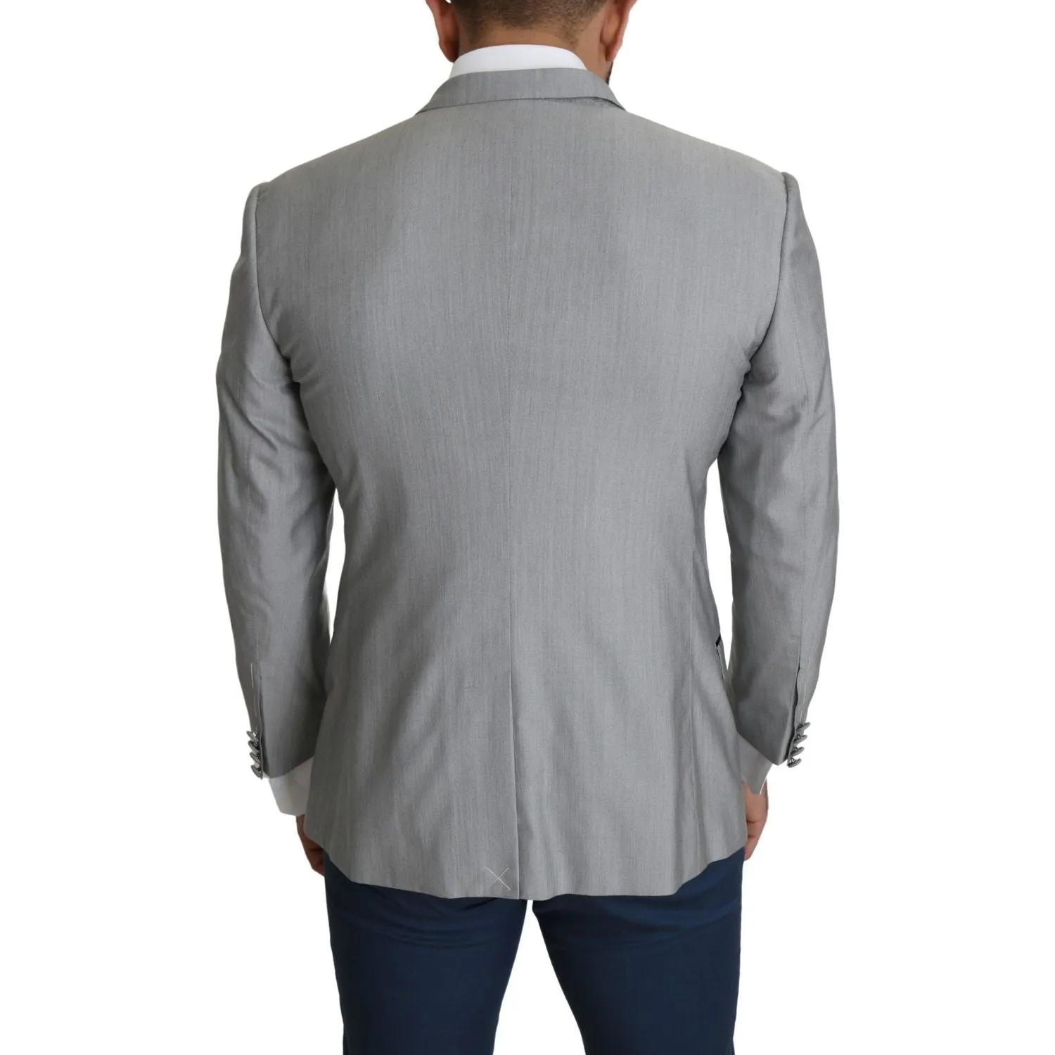 Dolce & Gabbana Elegant Silk Blend Light Gray Blazer