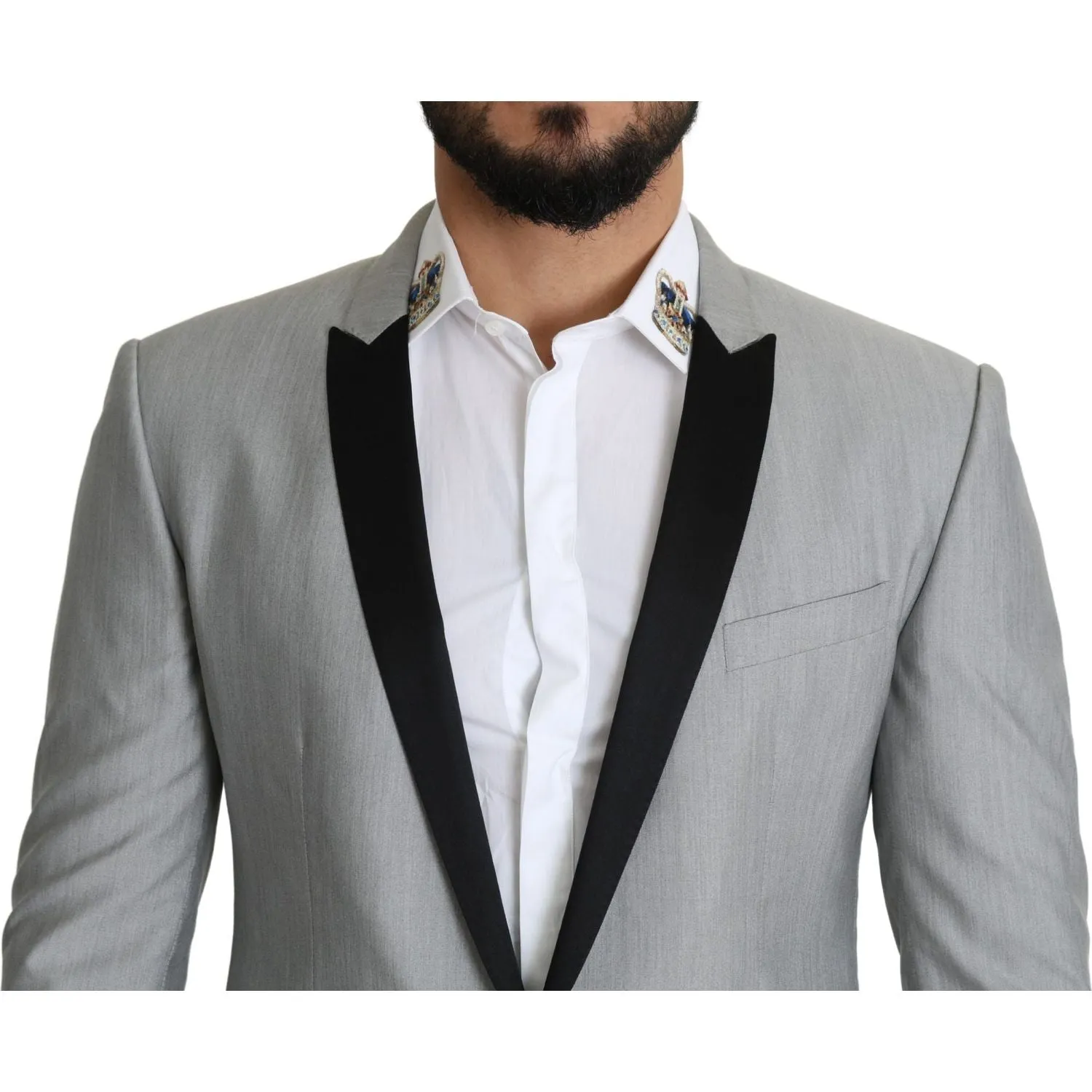 Dolce & Gabbana Elegant Silk Blend Light Gray Blazer