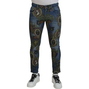 Dolce & Gabbana Elegant Slim-Fit Printed Denim Jeans