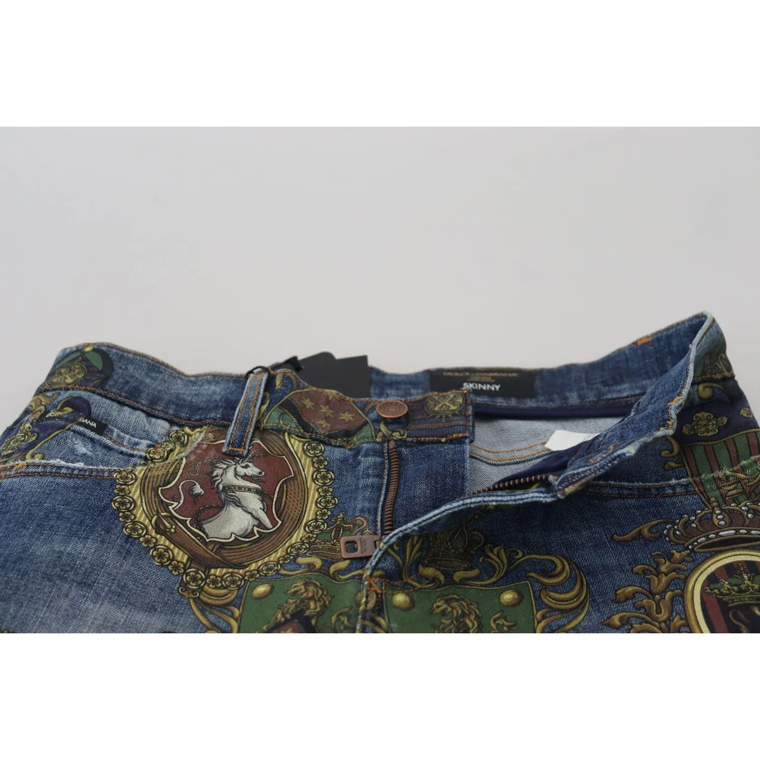 Dolce & Gabbana Elegant Slim-Fit Printed Denim Jeans