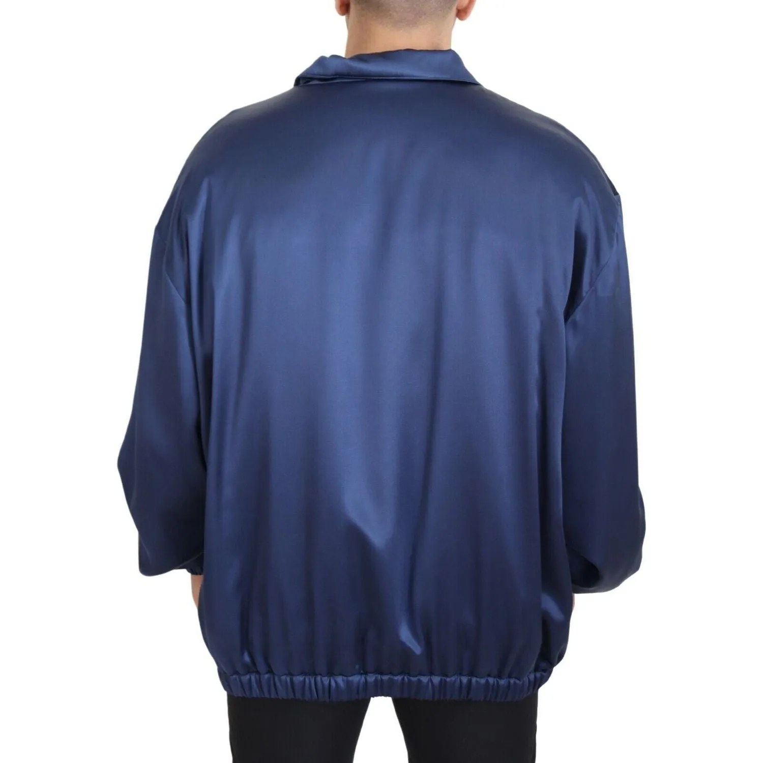 Dolce & Gabbana Regal Blue Silk Bomber Jacket