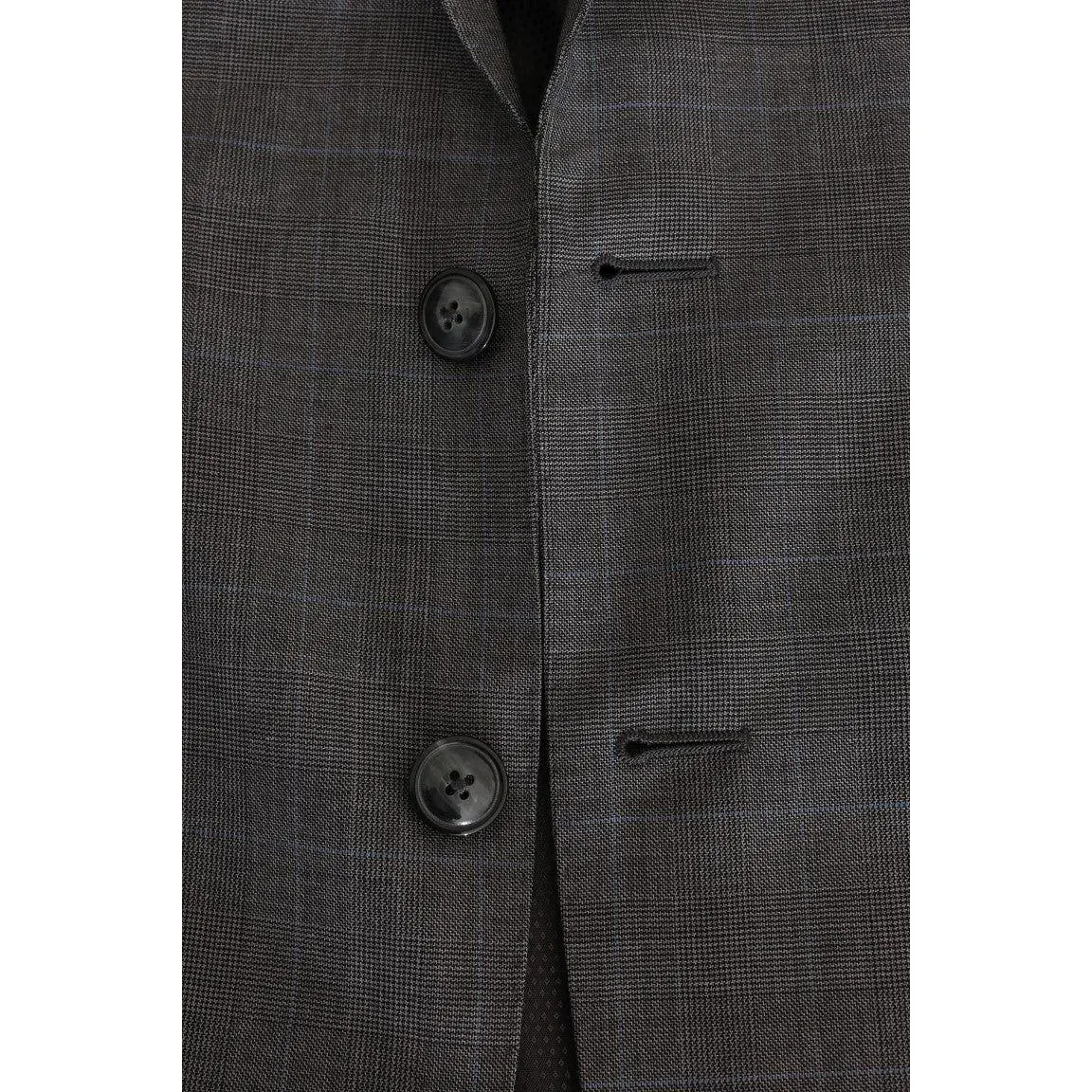 Dolce & Gabbana Sleek Gray Checkered Wool Blazer