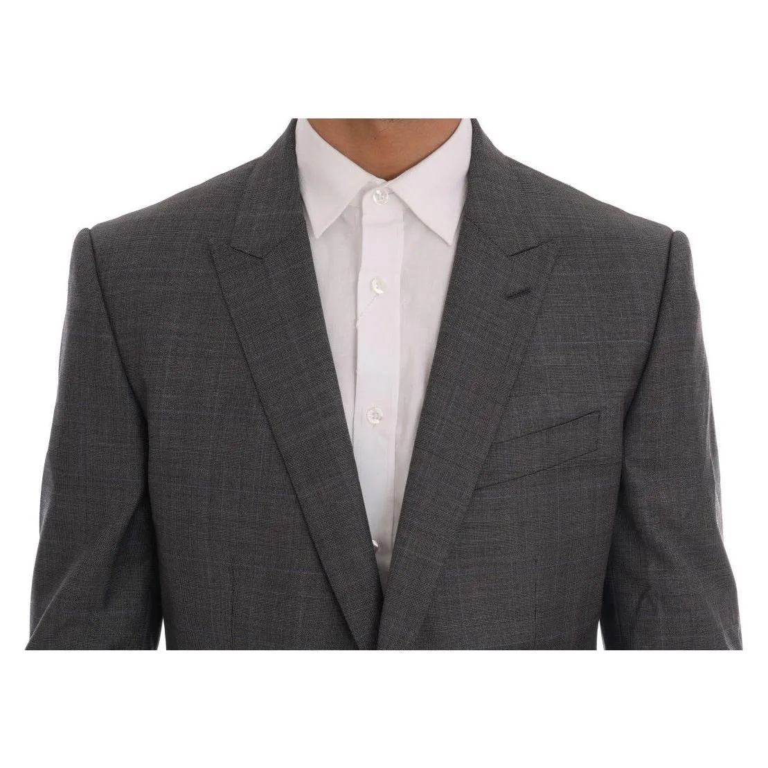 Dolce & Gabbana Sleek Gray Checkered Wool Blazer