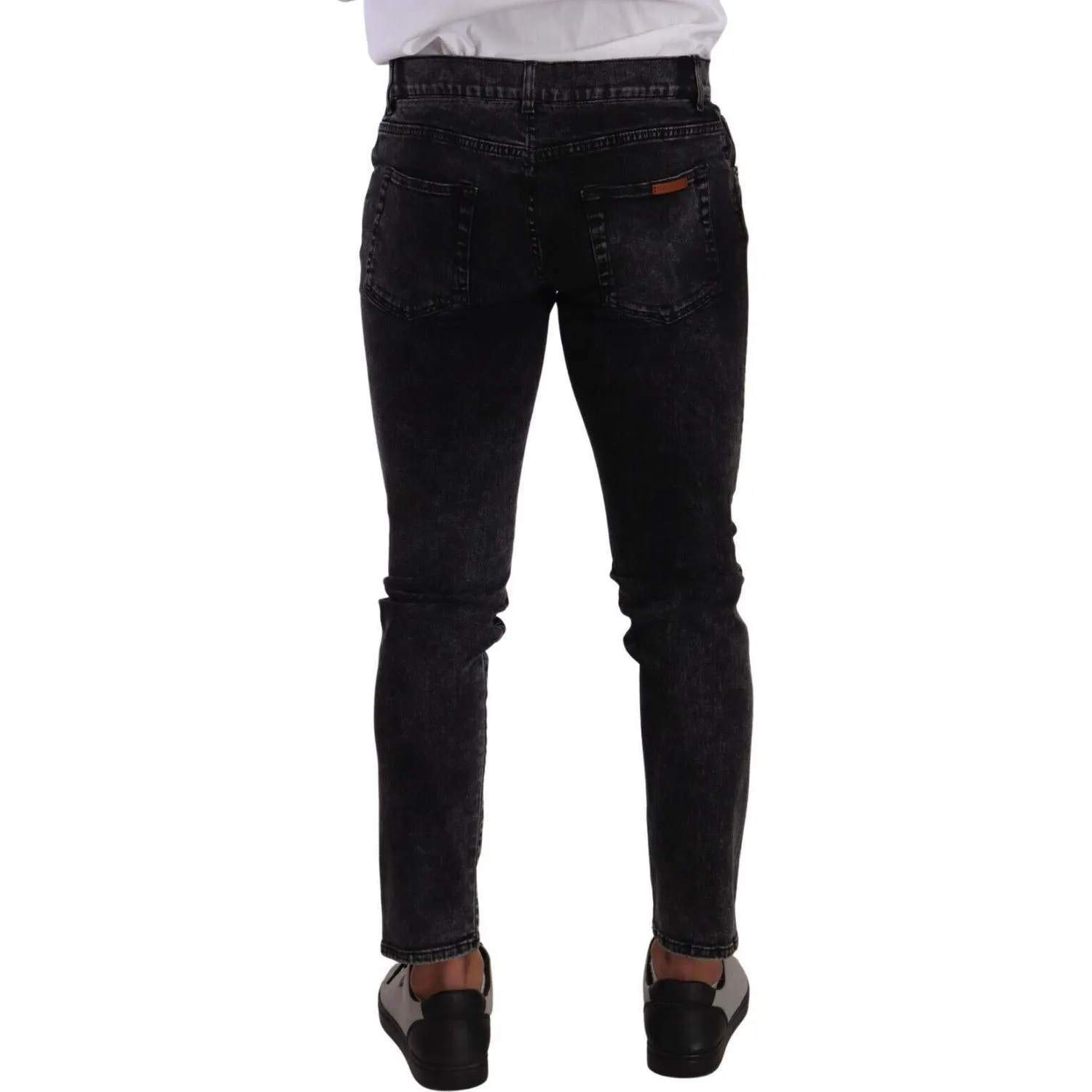 Dolce & Gabbana Sleek Slim-Fit Designer Jeans in Black Gray