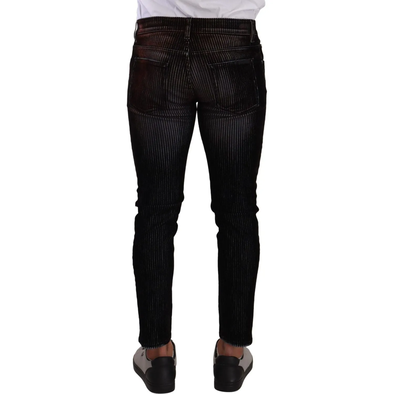 Dolce & Gabbana Sleek Striped Black Slim Fit Denim