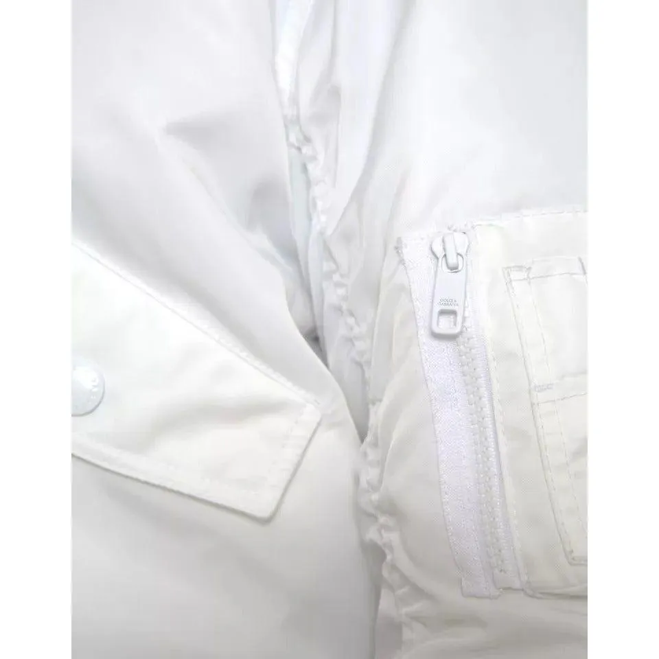 Dolce & Gabbana White Bomber Long Sleeves Full Zip Jacket