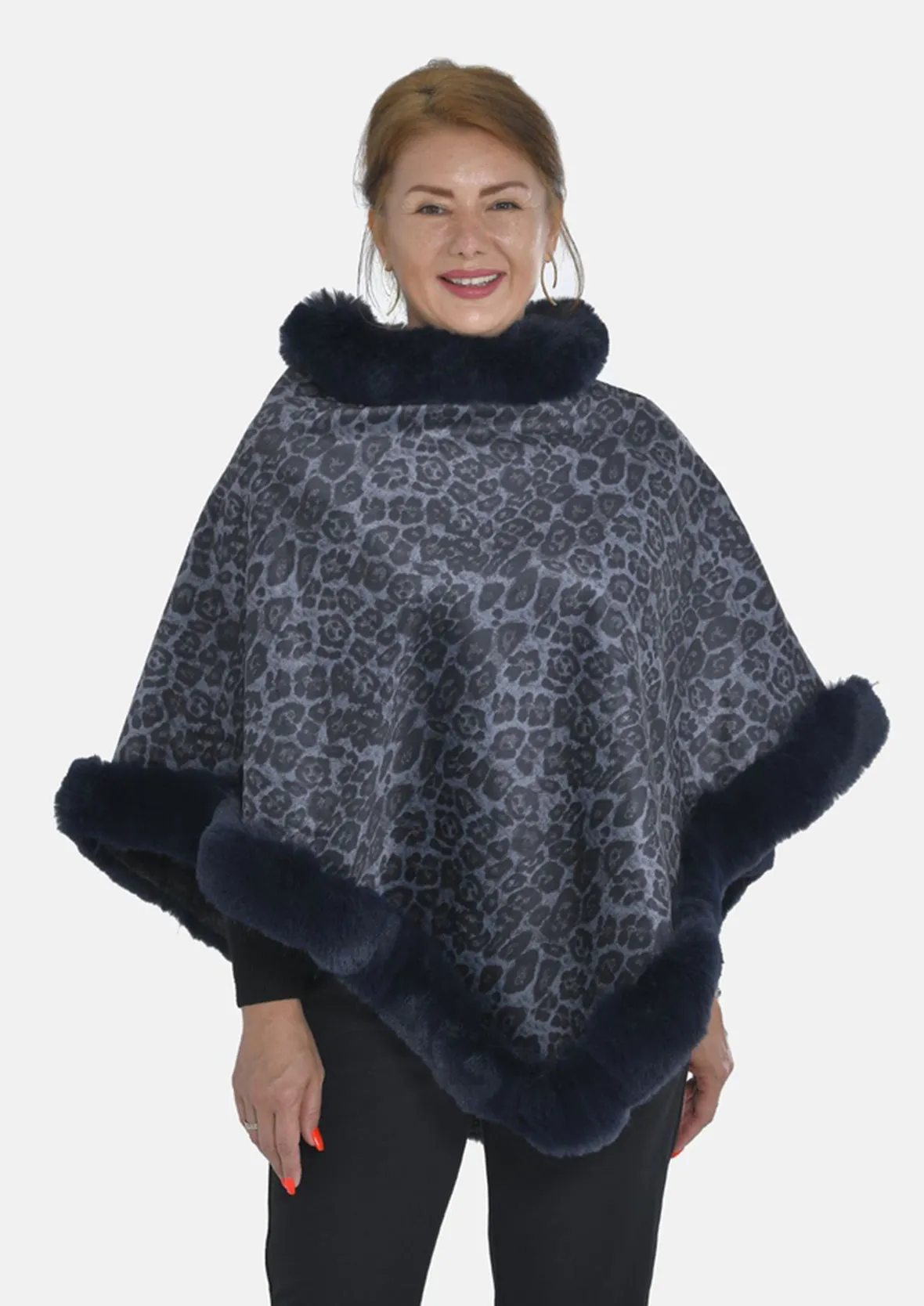 Double Layer Faux Fur Poncho