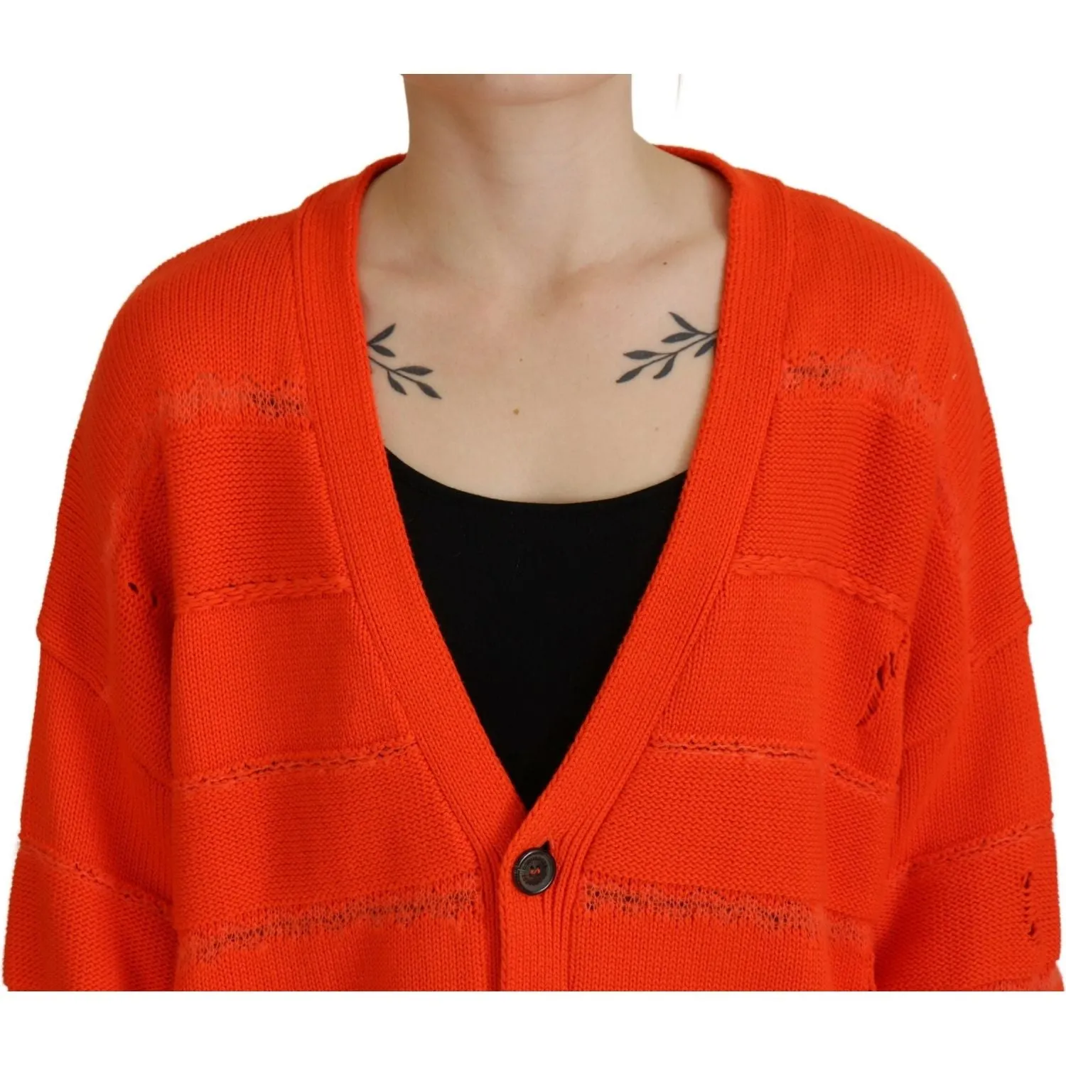 Dsquared² Orange Cotton Knitted Buttoned Cardigan Sweater