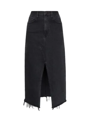 Elizabella front slit denim skirt