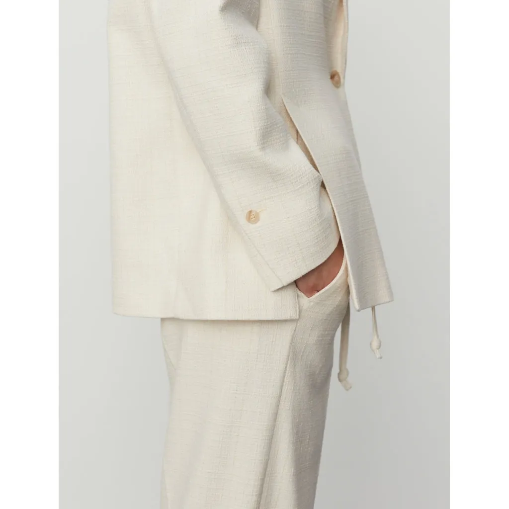 Emile Cream Textured Single Breasted Blazer