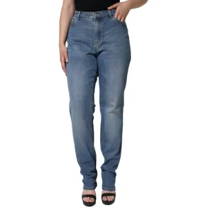 Emporio Armani Blue Washed High Waisted Skinny Women Denim Jeans