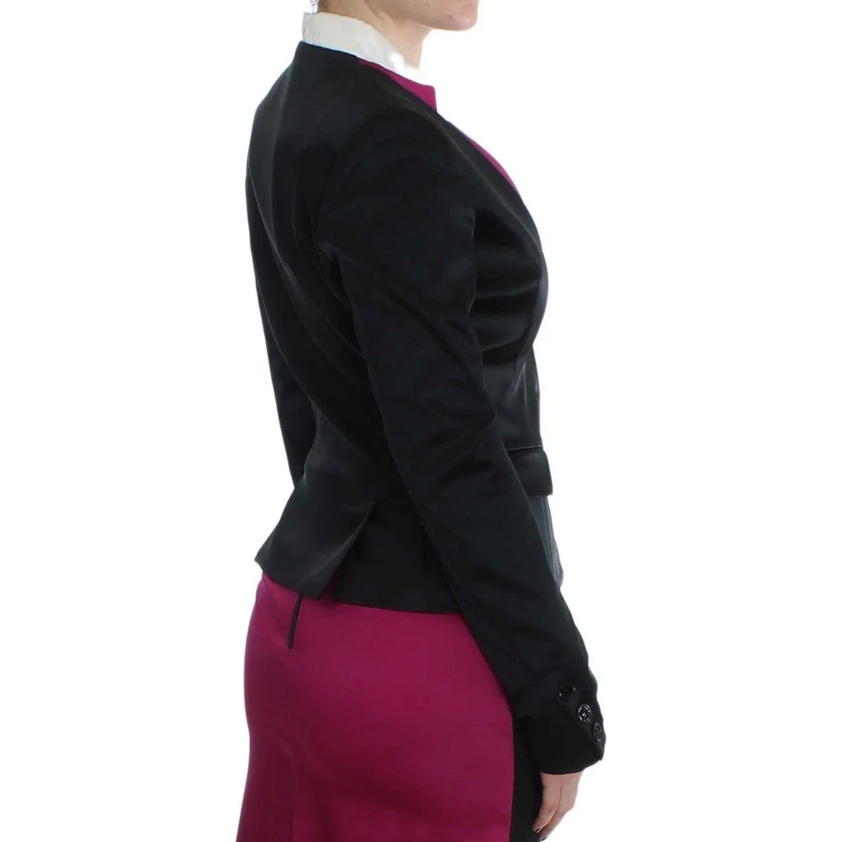 Exte Chic Black and Pink Single-Breasted Blazer