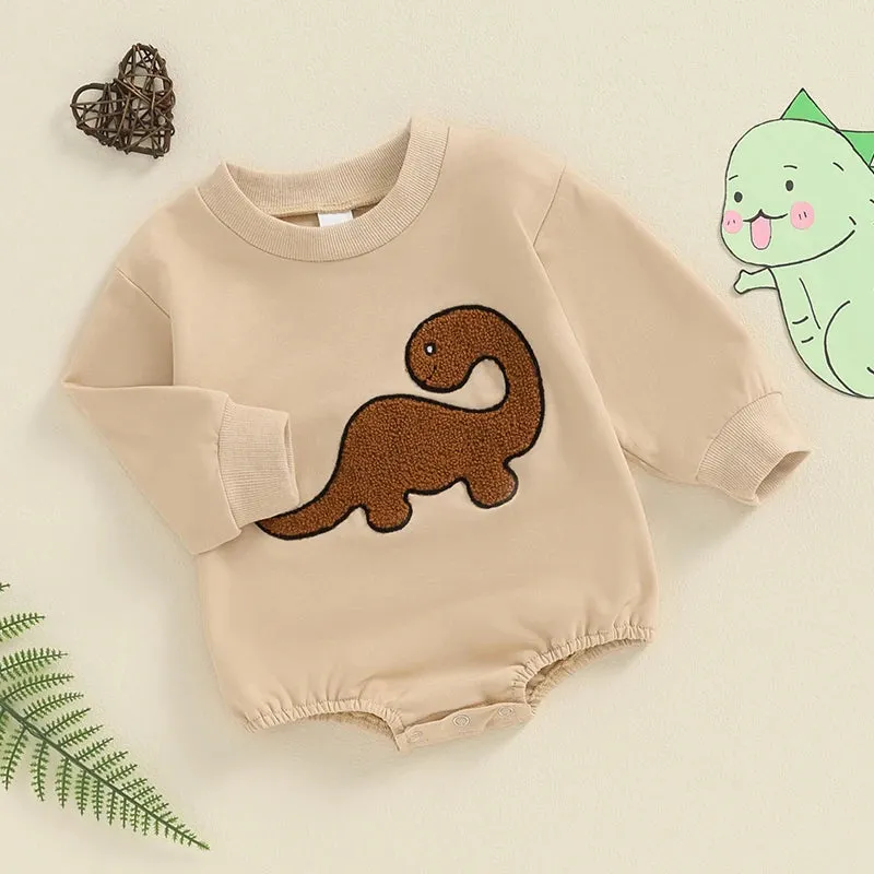 Fall Baby Boy Sweatshirt Dinosaur Embroidery