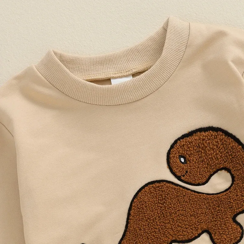 Fall Baby Boy Sweatshirt Dinosaur Embroidery