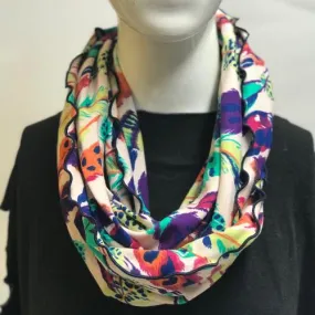 Falling Feathers on Cream Eternity Scarf