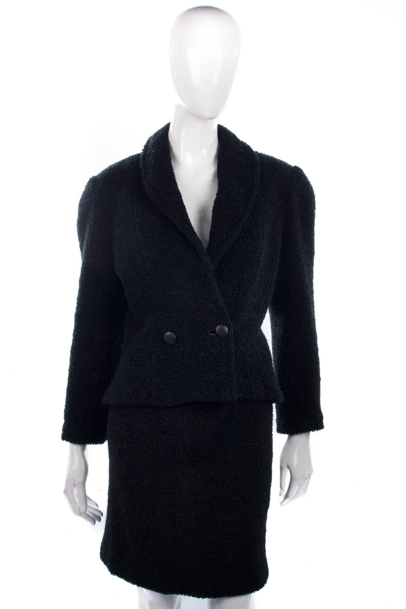 Fantasia Skirt Suit Vintage Wool Black Fully Lined UK Size 12