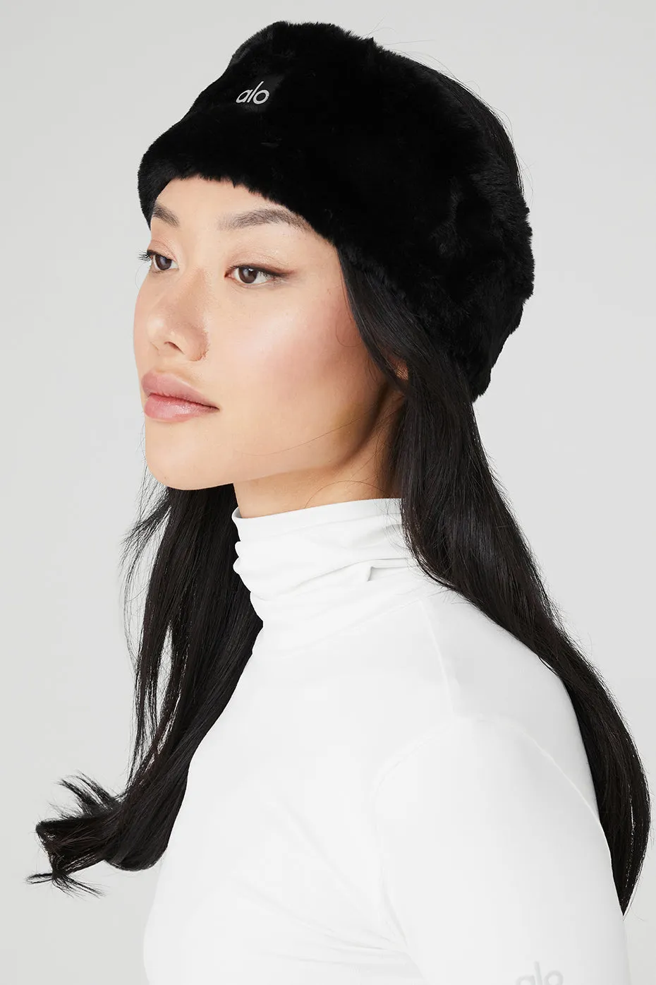 Faux Fur Ear Warmers - Black