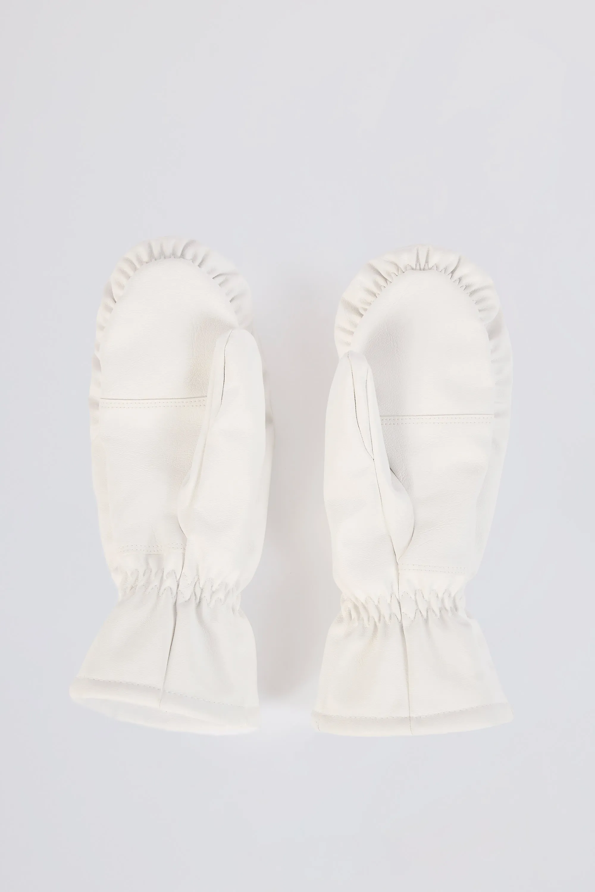 Faux-Leather Gloves in Ice White