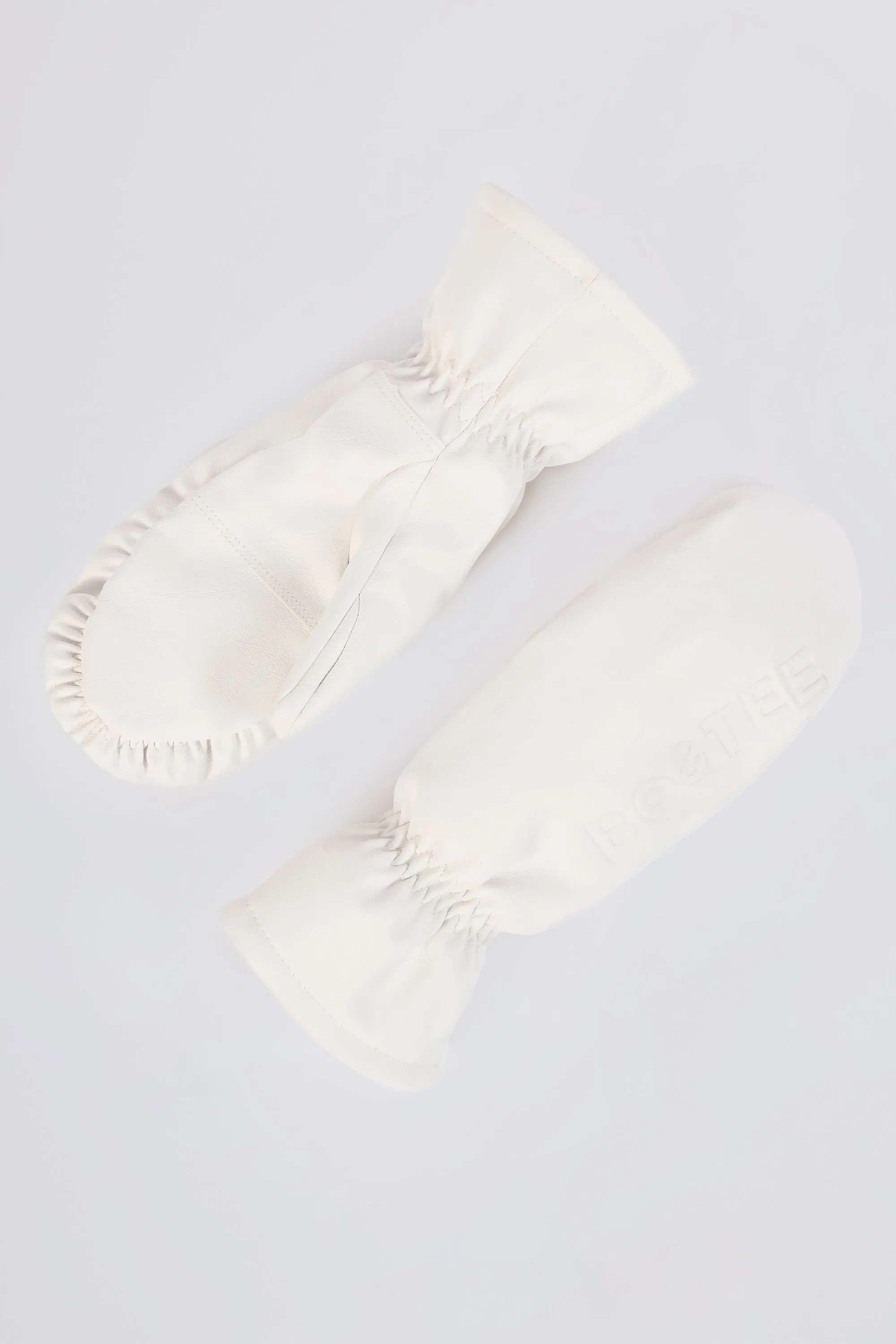 Faux-Leather Gloves in Ice White