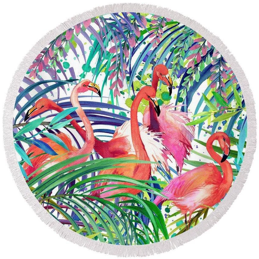 Flamingo Passion Round Beach Towel