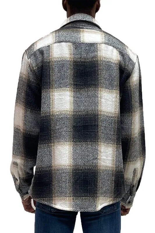 Flannel Shirt Jacket Checkered Plaid Shacket