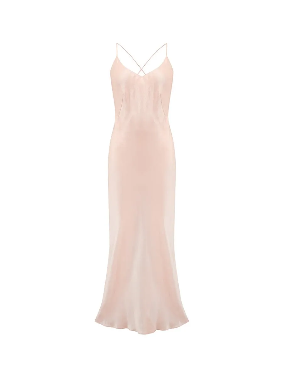 Fleur Du Jour Blush Silk Slip Dress