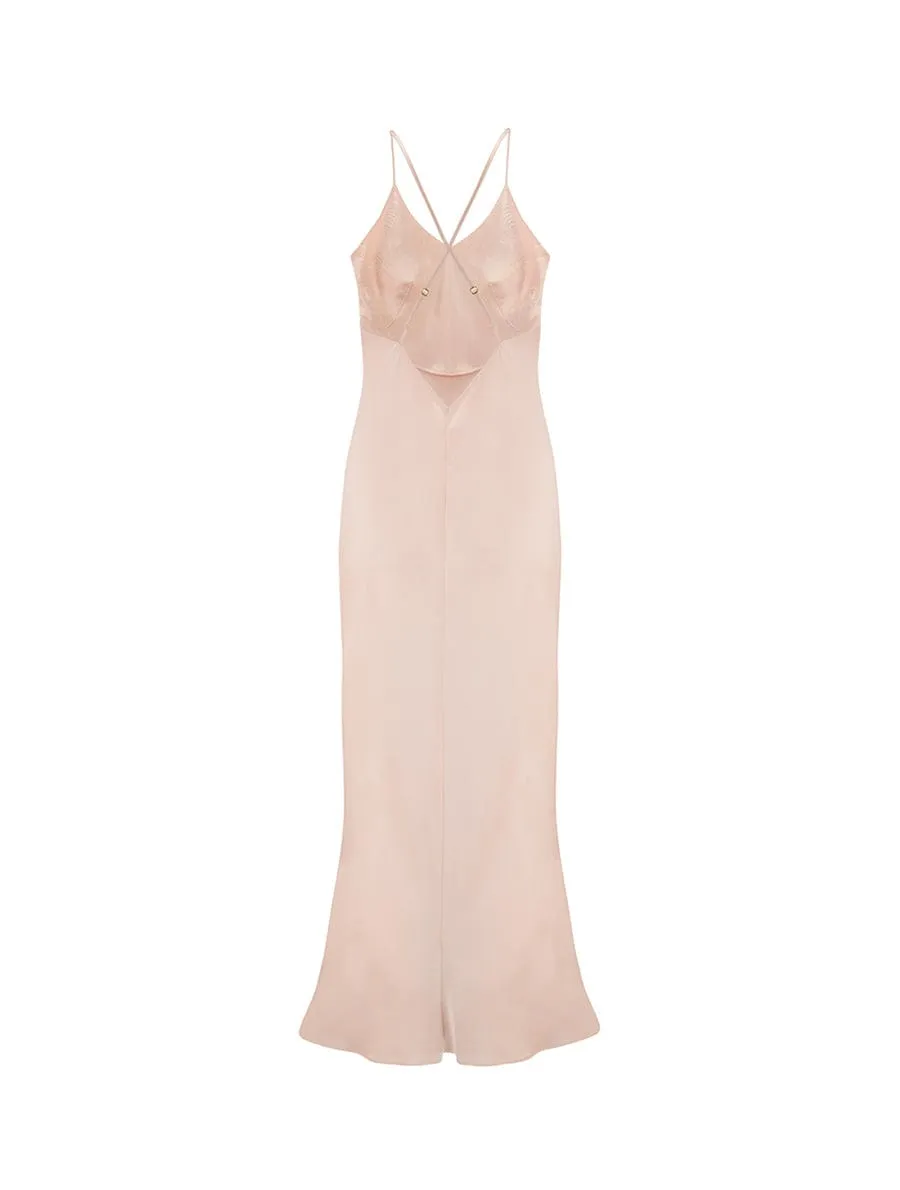 Fleur Du Jour Blush Silk Slip Dress