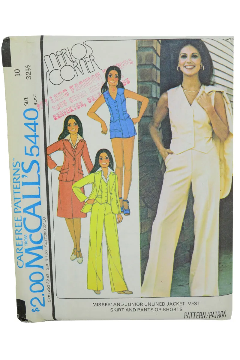 Four 1970s Marlo Thomas McCalls Jumpsuits Skirts & Pant Suits Sewing Patterns