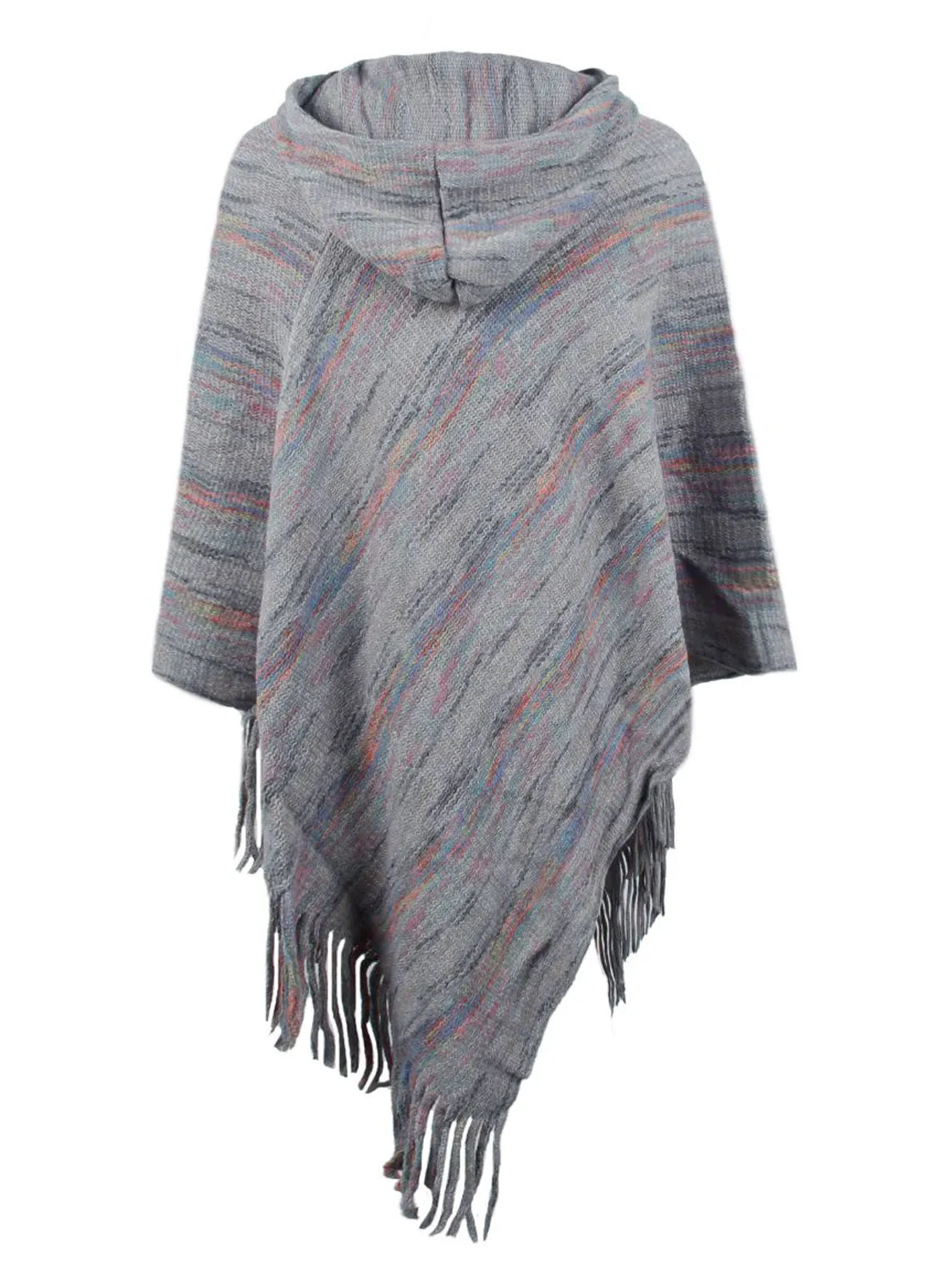 Fringe Hem Hooded Poncho